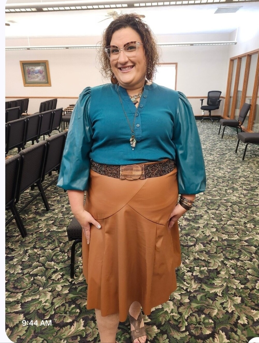 Elegant Brown Pleather Skirt